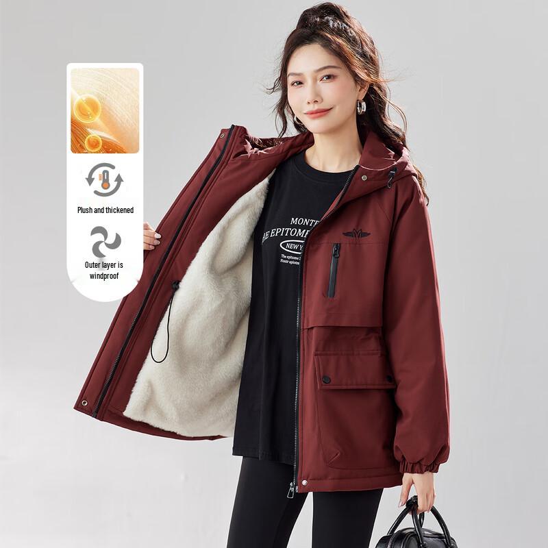 

TERRE BLEUE Женская плюшевая куртка с капюшоном и утеплителем 2XL