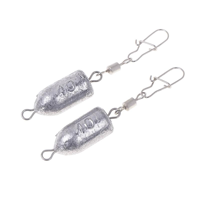 2Pcs Fishing Sinkers Weights Bullet Sinker Rolling Swivel With Interlock Snap Connector 10/15/20/25/30/40/50/60G Fishing Tackle