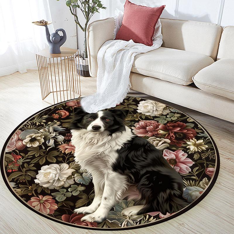 Sheepdogs & Birds Pattern Round rug,Carpet Rug for Living Room Bedroom Playroom ,Non-slip Floor Mat,Holiday Gifts and Birthday Gifts.