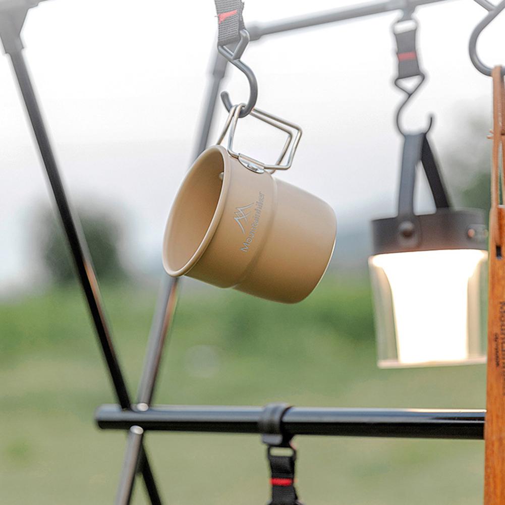 1-5PCS 300ml Camping Water Cup with Foldable Handle Picnic Water Mug Aluminum Alloy Lightweight Camping Cup for Outdoor