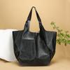 Retro Super Big Shoulder Bag Female Solid Color Hand Bags For Women Soft Leather Casual Shopper Underarm Tote Bag