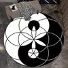 1pc Black and white Yin-Yang print polyester carpet crystal velvet round carpet suitable for living room and bedroom