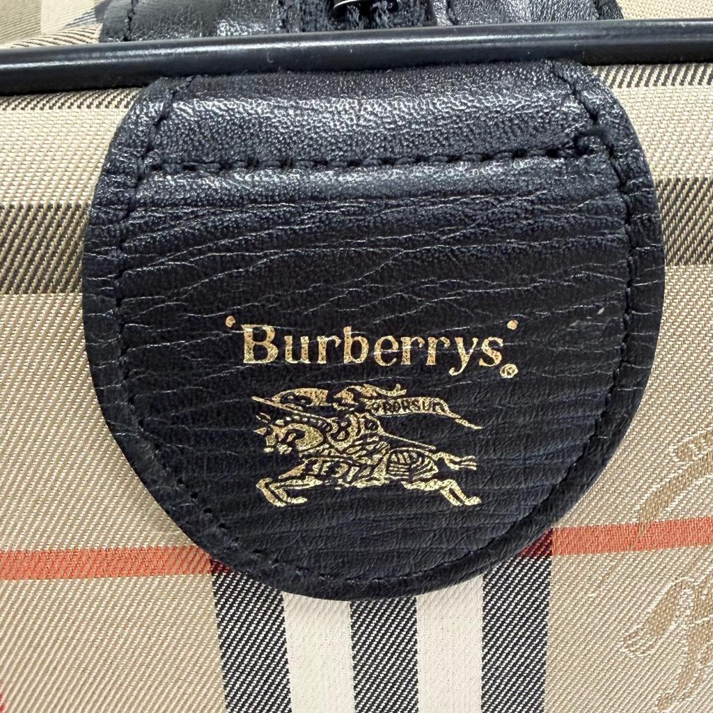 Excellent Burberrys Boston bag Shadow Horse Nova Check Pattern Leather Used
