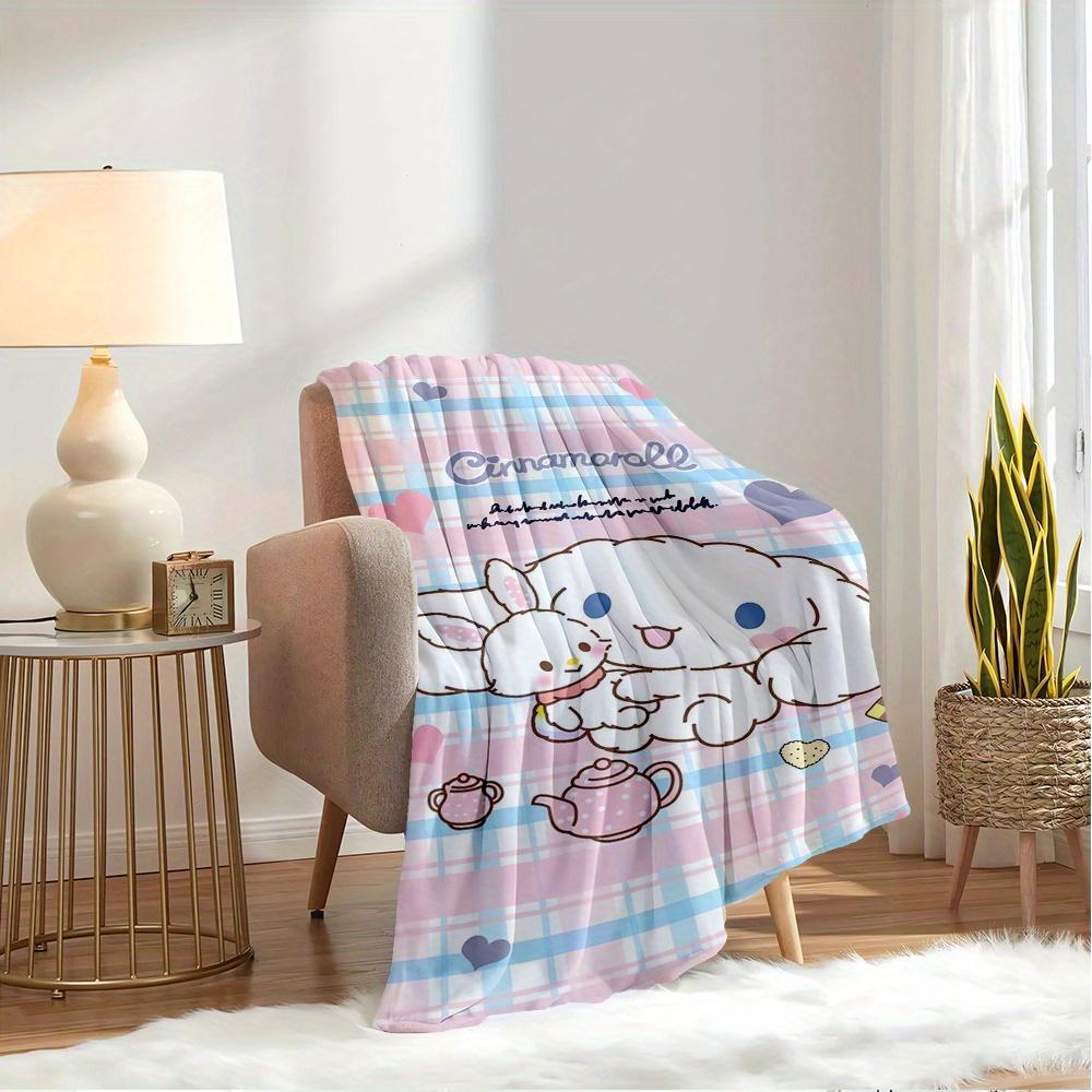 1pc Cinnamoroll, Cute, PlaidDigital Print Flannel Throw Blanket, Super Soft Plush Fleece Bedspread, Multipurpose All-Season Hypoallergenic C