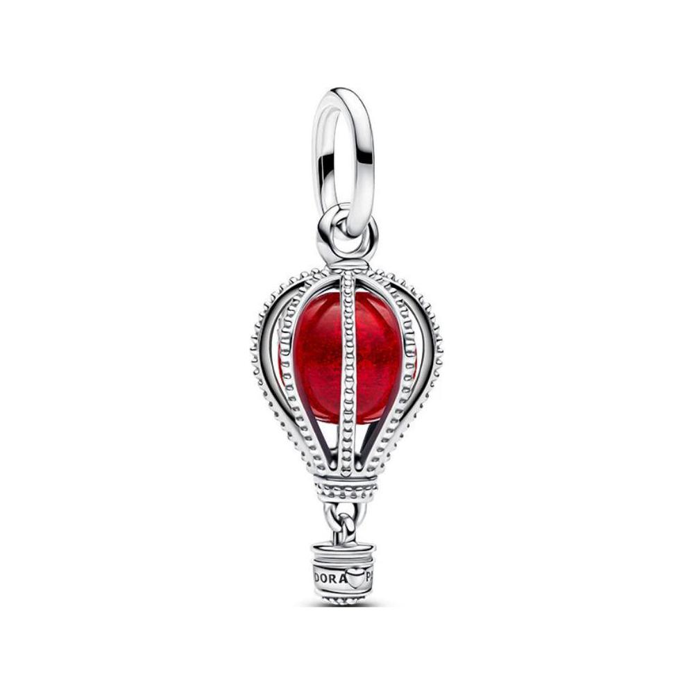 Pandora Hot Air Balloon Design Glass Pendant Women pendant Silver Red 798064C01 Box
