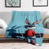 "Skateboarding Bugs Bunny Wall Art Print"Blanket Flannel Throw Blanket for Sofa, Bed, Travel, Camping, Office