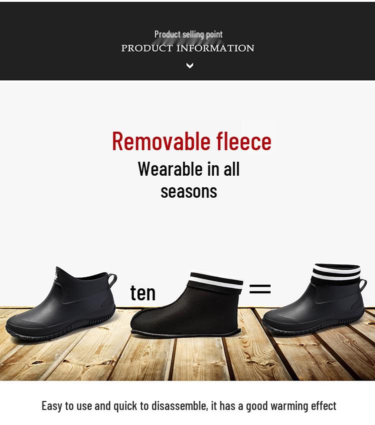 2023 Men's Non-slip Low-top Rain Boots - Waterproof Shoes for Car Washing & Kitchen Use
