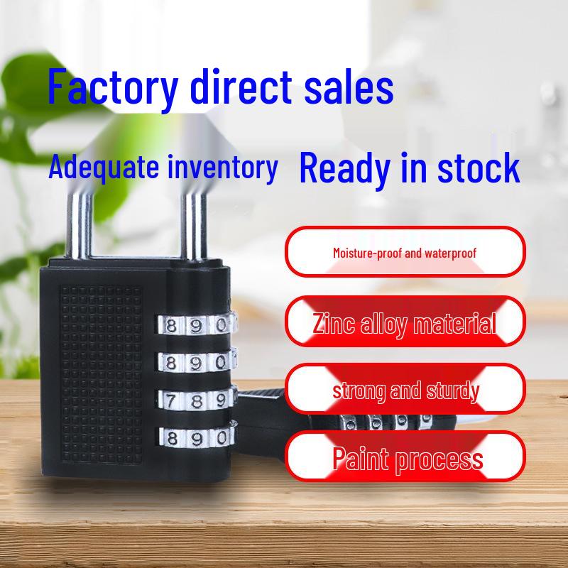 In-Stock Black Zinc Alloy Digital Combination Padlock: Sturdy, Anti-Theft, Safe for Gym and Luggage.