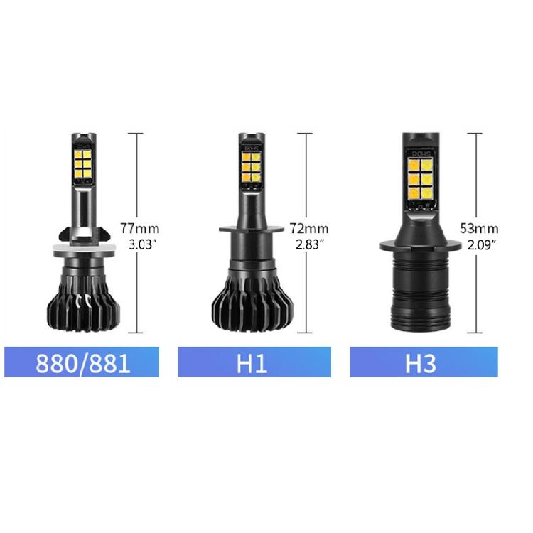 2pcs Headlight Led Bulbs Dual Color H1 H3 880 881 High Power for Car Waterproof