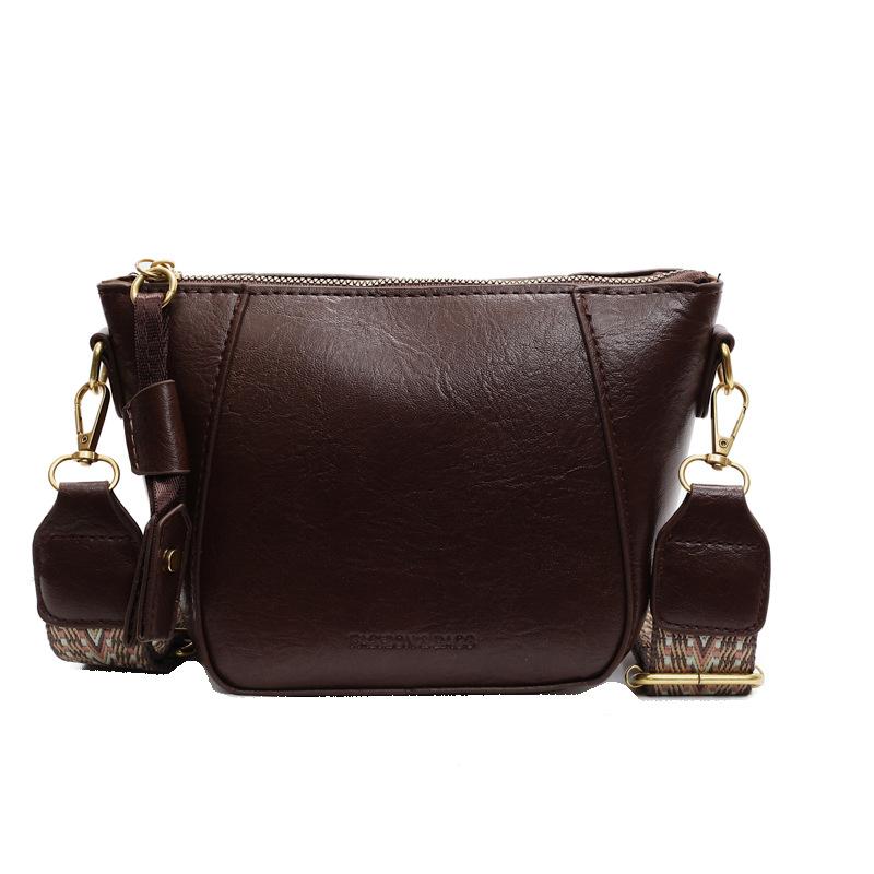 Premium Retro Niche Design Shell Bag Women's Bag New Simple Fashion Casual Wide Shoulder Strap Single Shoulder Messenger Bag