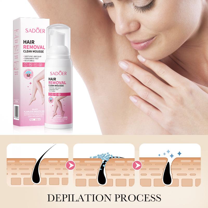 Mousse Depilatório 100gSADOER Depilação Não Irritante Sedoso Limpeza Pele Creme Depilatório