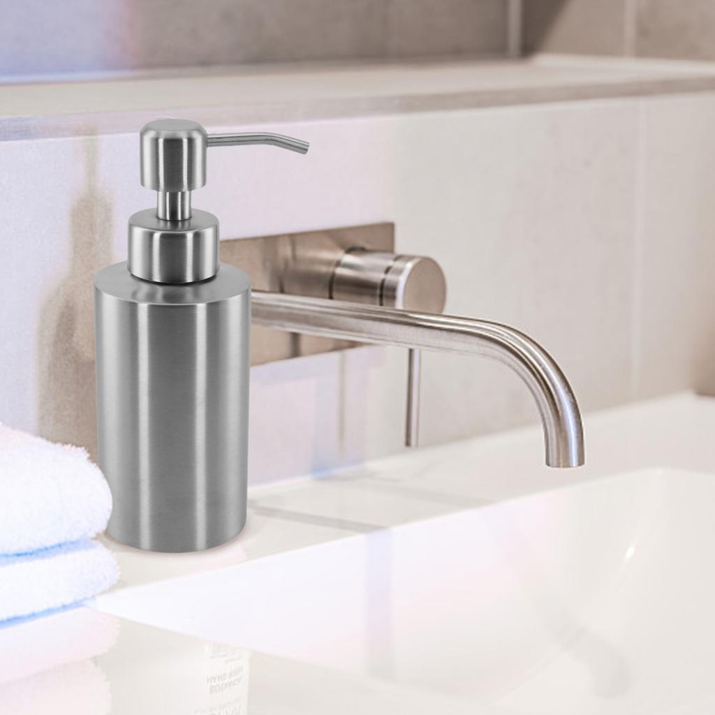 250/350/550ml Soap Dispenser Bottle Matte Silver Kitchen Press Bottle Stainless Steel Pump Bathroom Storage Bottle