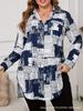 European & American Plus Size Women's Irregular Print Long Sleeve Shirt - 2026 Spring/Summer Fashion Collection