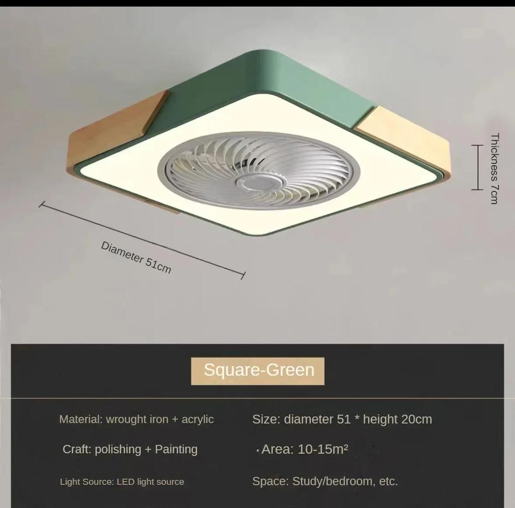 Low Profile Wood Ceiling Fan Light with Remote Control Dimmable 3 Color Timing LED Fan Lamp Bedroom Indoor Ceiling Kids Light