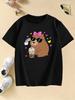 Girls Stylish Hoodie with Capybara Printed T Shirts Kids Childrens Tshirt Boys Girls Summer Spring Casual Top Tee