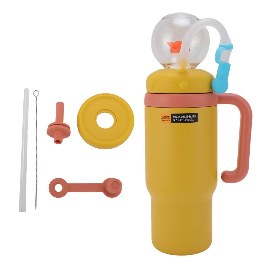 Isolierte Wasserflasche Walbrunnen Auslaufsicher Edelstahl 710ML Wasserflasche Silikonstrohhalm mit Griff für die Schule