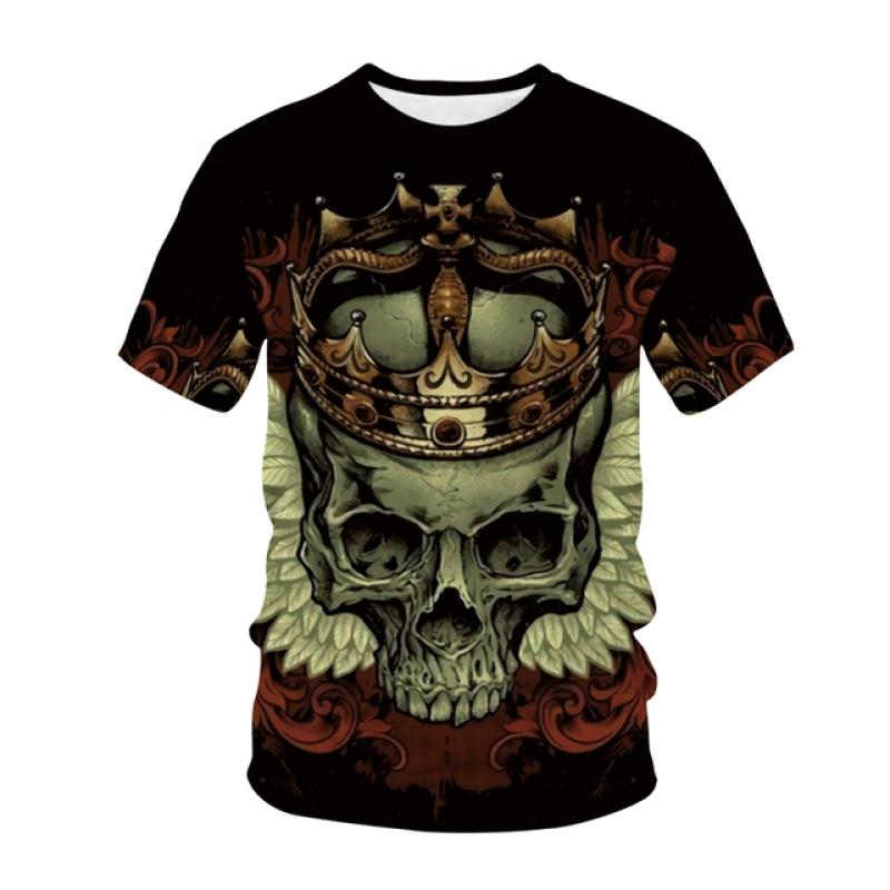 Neue männer Casual T-shirt Schädel Rock Straße Band 3D Druck Hip Hop Klassische Vintage Oansatz Lose Top Kurzarm