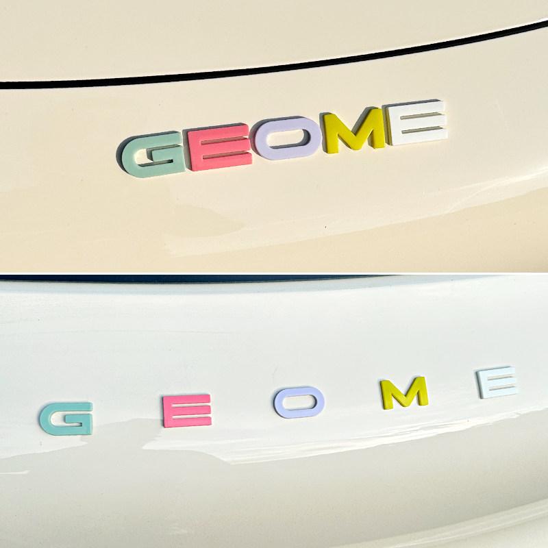 FOr Geely EX2 Cute Letter Stickers for Car Exterior Decoration and Modification Full Coverage for Front and Rear Car Emblems