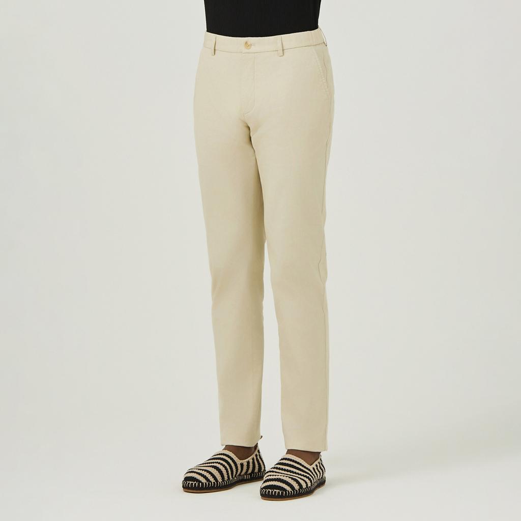 FERRAROMILANO Cotton Spandex Micro Dobby Washed Pants D/Beige (Am0Fbpc25154)