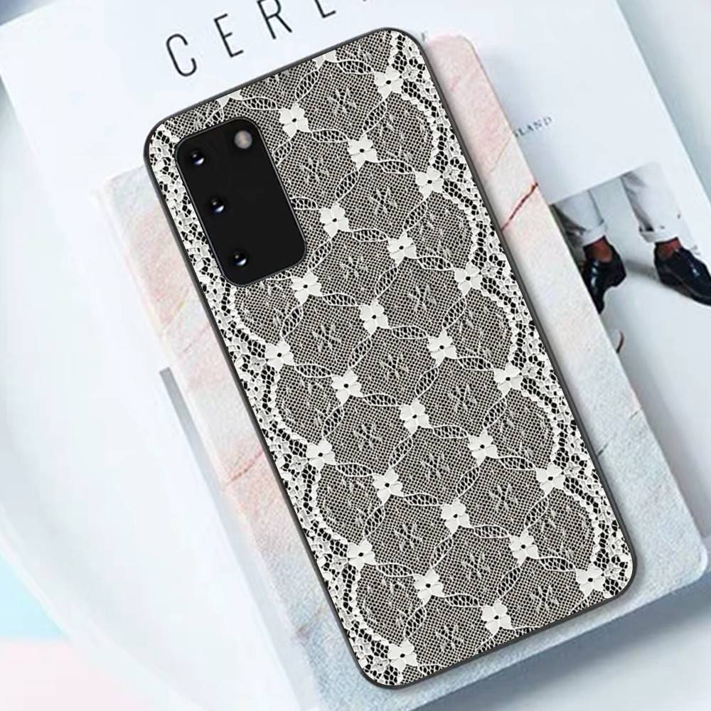 

Черный Чехол для Телефона с Цветочным Принтом Кружева Для Samsung S 24 Fe 25 Ultra Plus 20 Lite 21 30 22 23 24 22 Ultra 5G Fundas Samsung S24fe