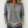 Camicia da Donna Retro a Maniche Lunghe Scollo a V Bottoni Vestibilità Larga Usurata Top