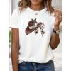 Western Style Cowboy Hat with Bow Pattern Printed Women'S Round Neck Short Sleeve T-Shirt, Perfect for Casual Outings, Holiday Gifts