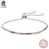 ORSA JEWELS Adjustable 925 Sterling Silver 2mm Multi-Color Tennis Bracelet for Women Zirconia Chain Bracelet Jewelry SB150