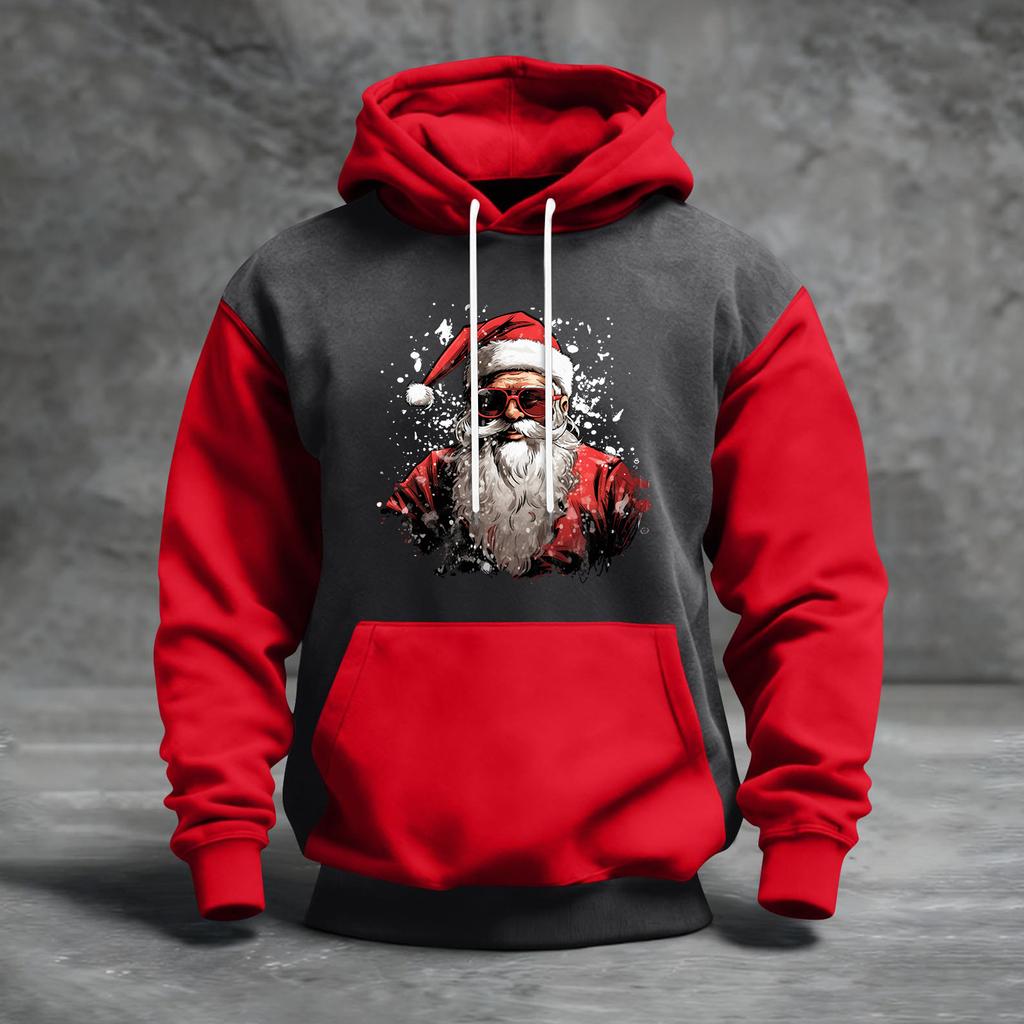 Herren Weihnachten Print Colorblock Kapuzenpullover Lässig Sport Komfort Sweatshirt