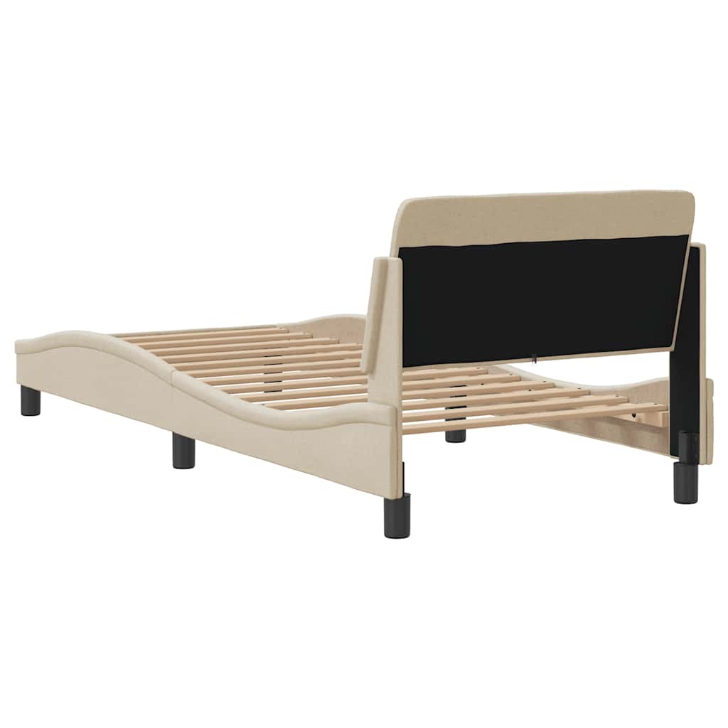 Bed Frame with Headboard Dover Cream 90 X 190 Cm Fabric