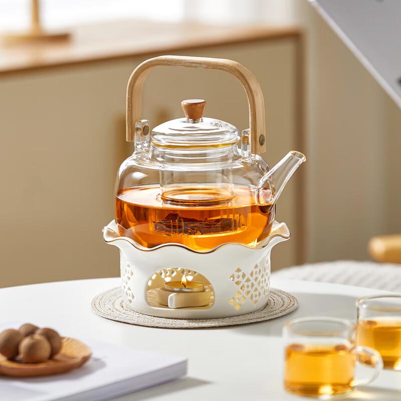Набор стеклянного чайника с подогревом от свечи