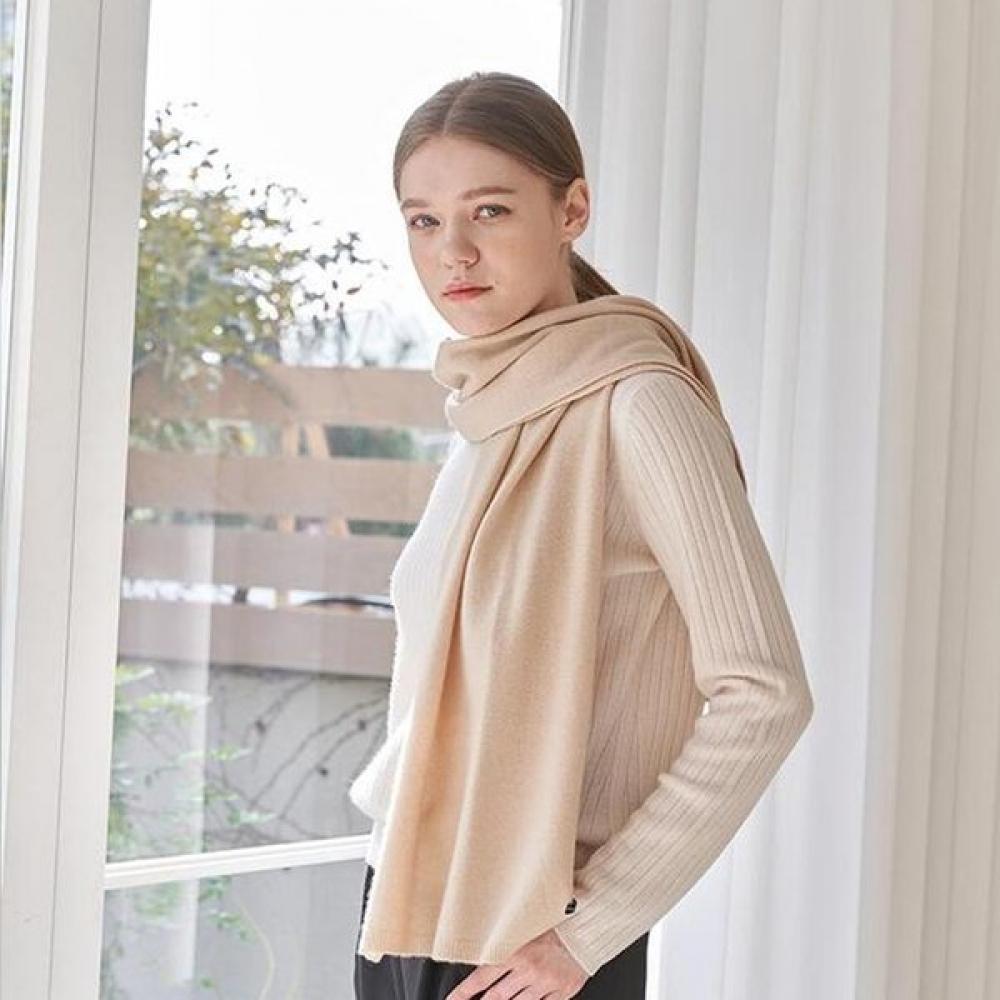 Dal Cashmere Premium Cashmere 100 Knit Scarf Beige Shawl