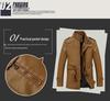 Men's Autumn/Winter Slim Stand-Up Collar Mid-Length PU Leather Motorcycle Jacket with Fur Trim