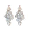 Retro Temperament Shiny Zircon White Petals Long Tassels Dangle Earrings for Women Cute Romantic False Piercing Ear Clip Jewelry