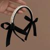 Vintage French Pearls Bow Hair Band For Women Girls Headband Korean Elegant Black Classic Hair Hoop Hair Accessories