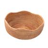 Rattan Serving Tray with Handles, - Round Woven Organizer Basket Tray Wicker Home Decorative Tray for Storage Snacks