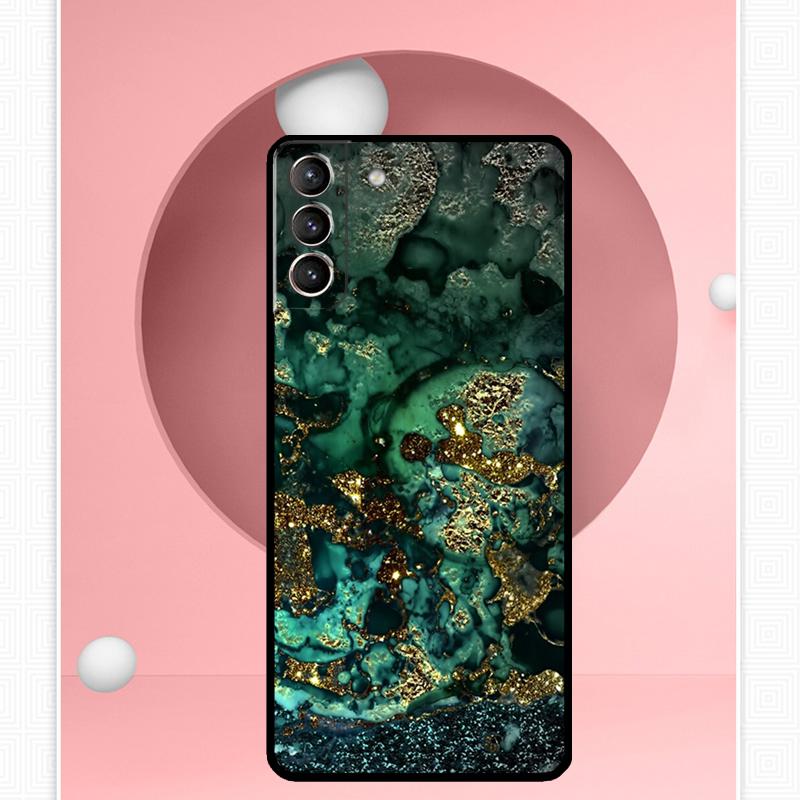 Teal Blue Gold Agate Marble Case For Samsung Galaxy S25 Ultra S21 S22 S23 S24 Ultra S9 S10 S20 Plus S25 FE Cover Funda