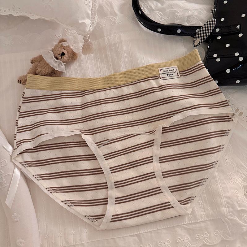 Slip a triangolo da donna per primavera e autunno, in cotone vintage, con cavallo esteso, antibatterici, a vita media