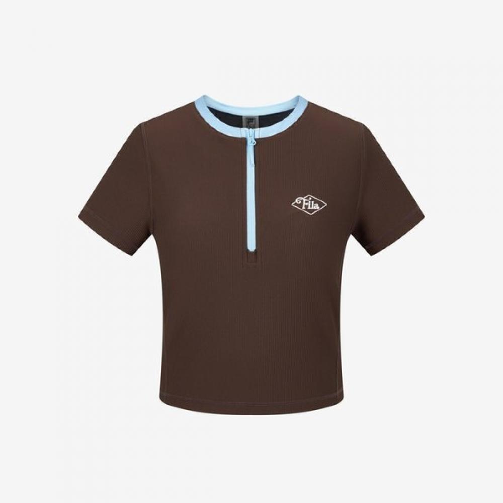 

Fila Half Zip Ribbed Stretch Swimwear BRN/W95