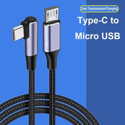 100cm Data Cable Elbow 90 Degree Mobile Phone USB Type C To Micro USB Fast Charging Laptop OTG Line for Samsung/Xiaomi/Huawei