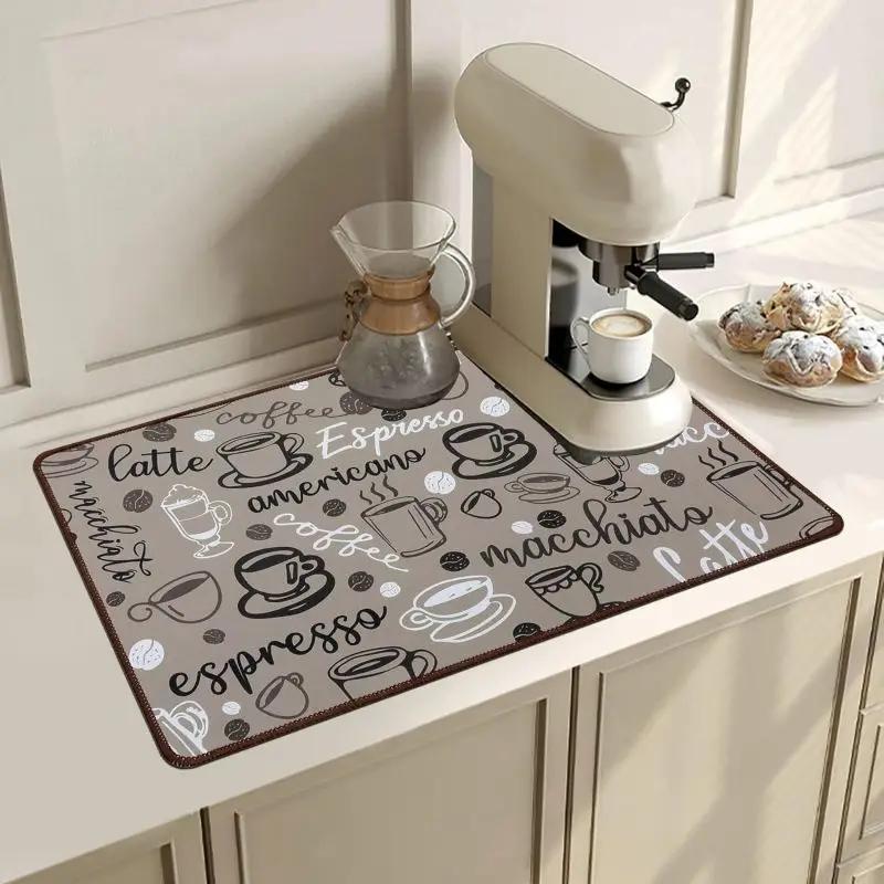 Coffee Cup Drying Mat Non-slip Absorbent Diatoms Tableware Kitchen Counter Drain Coffee Bar Drain Mats Desktop Home Decoration