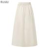 ZANZEA Dámské ležérní, elastický pas, jednobarevné volné dlouhé sukně