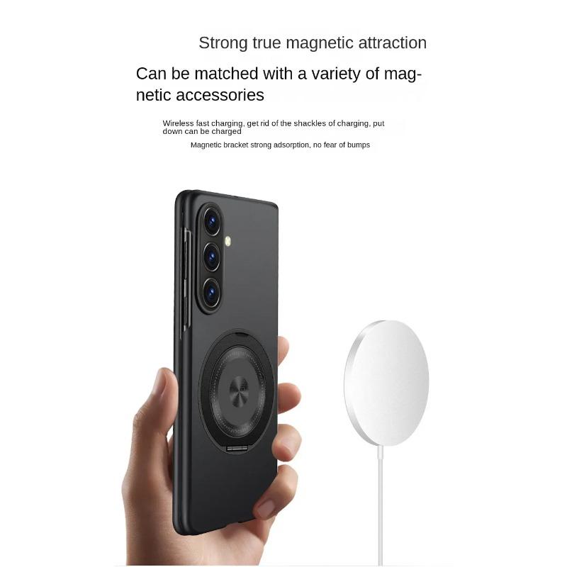 Busine Rotatable Metal Holder Magnetic Attachment Ring Phone Case for Samsung Galaxy Z Fold 7 6 5 4 3 Shockproof Protect Cover