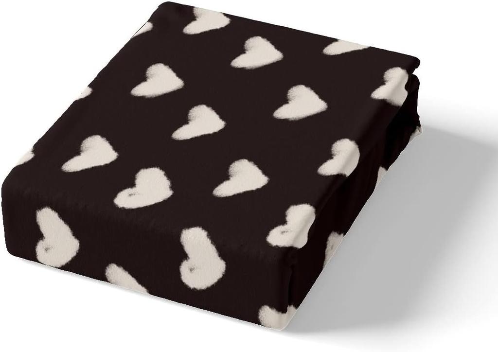 Black White Heart Duvet Cover Set Geometric Bedding Set Pillowcases Cartoon Love Heart Quilt Cover Valentine Day Gift Double