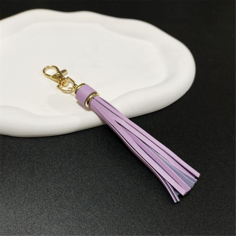 Handmade Tassels Keychain Bag Charm Stylish PU Leather Tassels Keychain Pendant With Metal Rings For Secure Attachment
