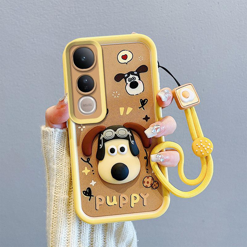 KEYSION Shockproof Case for VIVO V50 Lite 5G with Lanyard Soft Silicone Cute 3D Cartoon Doll Phone Cover for VIVO V50 Lite