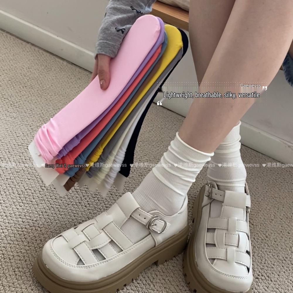 Koreanische Stapelsocken - Sommer Atmungsaktiv Einfarbig Leicht Schweißabsorbierend Vertikale Streifen Damensocken