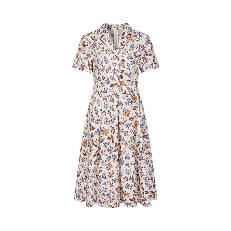 JUZUI Retro Countryside Floral 100% Cotton Dress for Women 2025 Summer Collection