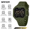 SANDA Unisex Fashion Square Multifunctional Wristwatch – Waterproof, Alarm, Electronic Timer.