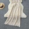 French Style Elegant Women's Lace Top & High-Waisted Skirt Set