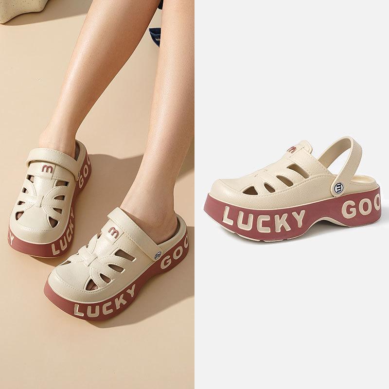 Fashion Smile Women's Sandals New Summer Casual Cave Shoes Popular Thick-soled Sandals Comfortable Non-slip Odor-resistant Beach Sandals